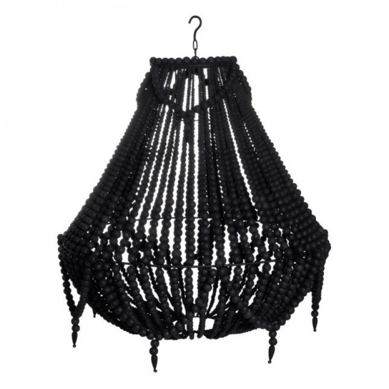 BLACK WOODEN PEARL CHANDELIER WITH EXTRA CHAIN - HANGING LAMPS BLACK WOODEN PEARL CHANDELIER WITH EXTRA CHAIN - HANGING LAMPS
